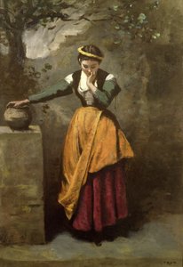 Dreamer at the Fountain, noin 1860 tekijältä Jean Baptiste Camille Corot